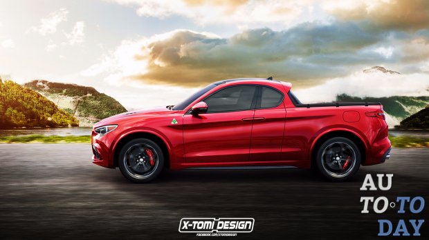 Кроссовер Alfa Romeo Stelvio показали в роли пикапа