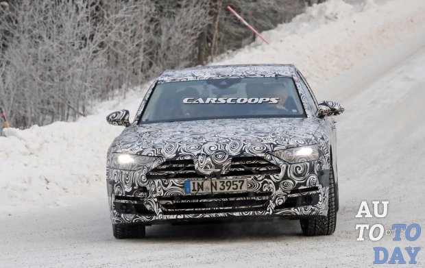 Новенький Audi A8 был замечен на дорогах Швеции во время тестов