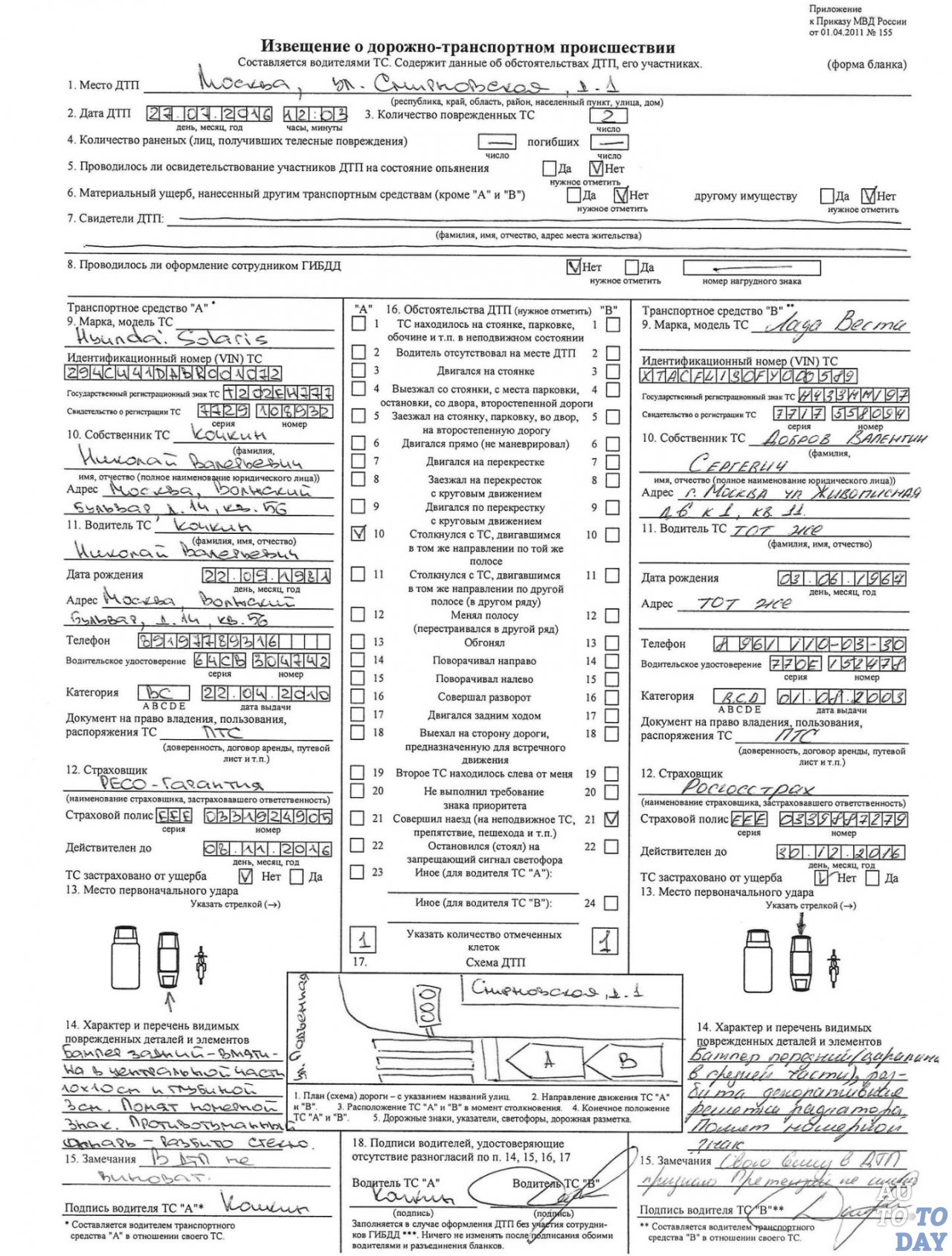 Копия европротокола Копия европротокола