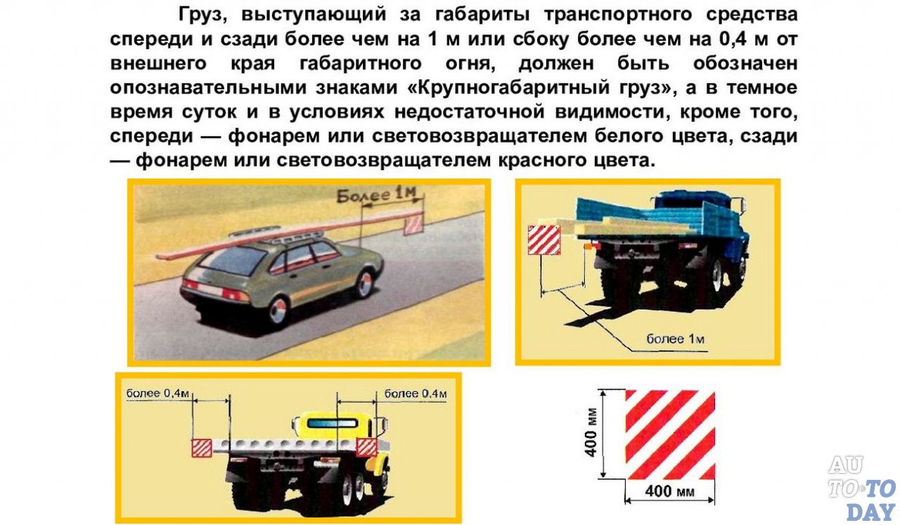 Обозначение выступающего груза Обозначение выступающего груза