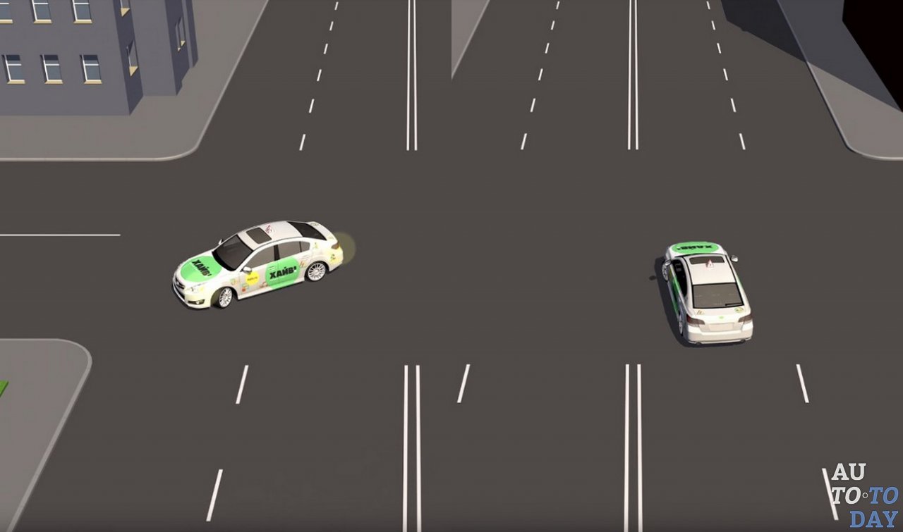 Разворот на перекрёстке с разделительной полосой