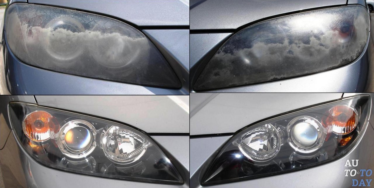 Полировка фар до и после