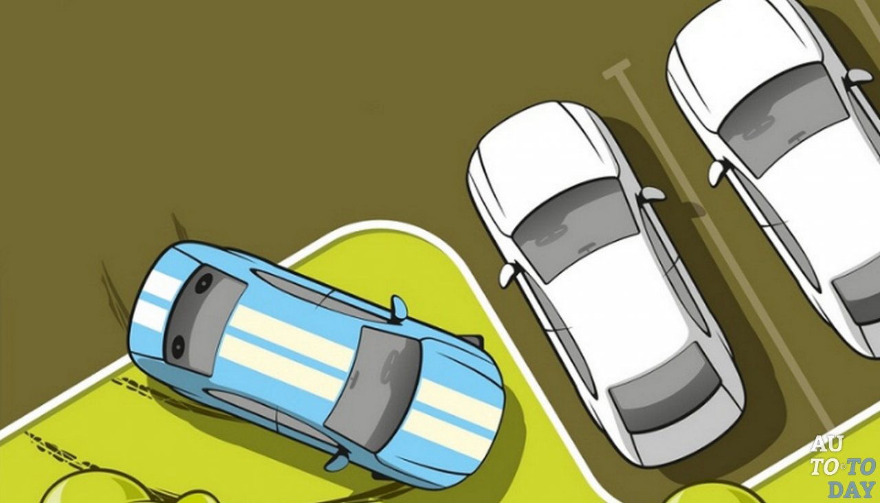 Парковка на газоне и на местах для парковки Парковка на газоне и на местах для парковки