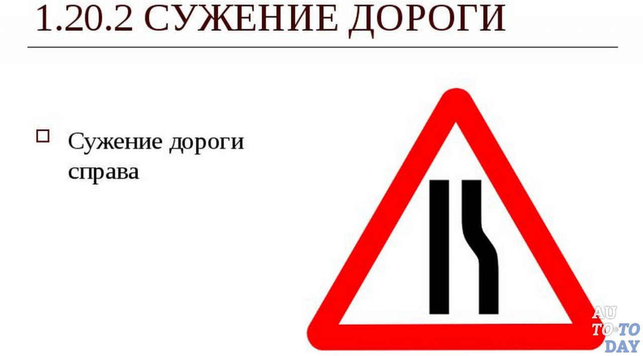 Сужение дороги справа Сужение дороги справа